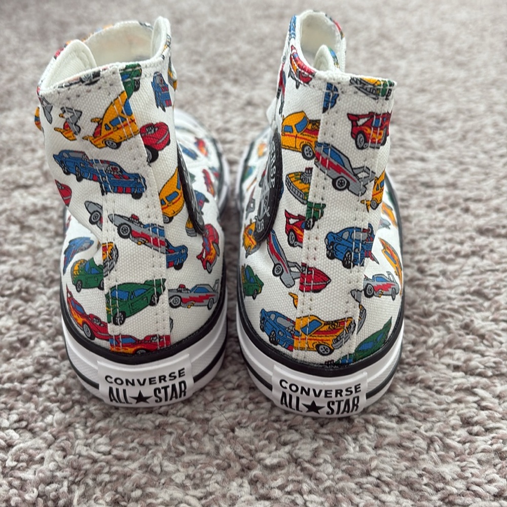 Hot Rod cars Velcro Converse kids shoes - size 1.5 - Picture 2 of 7